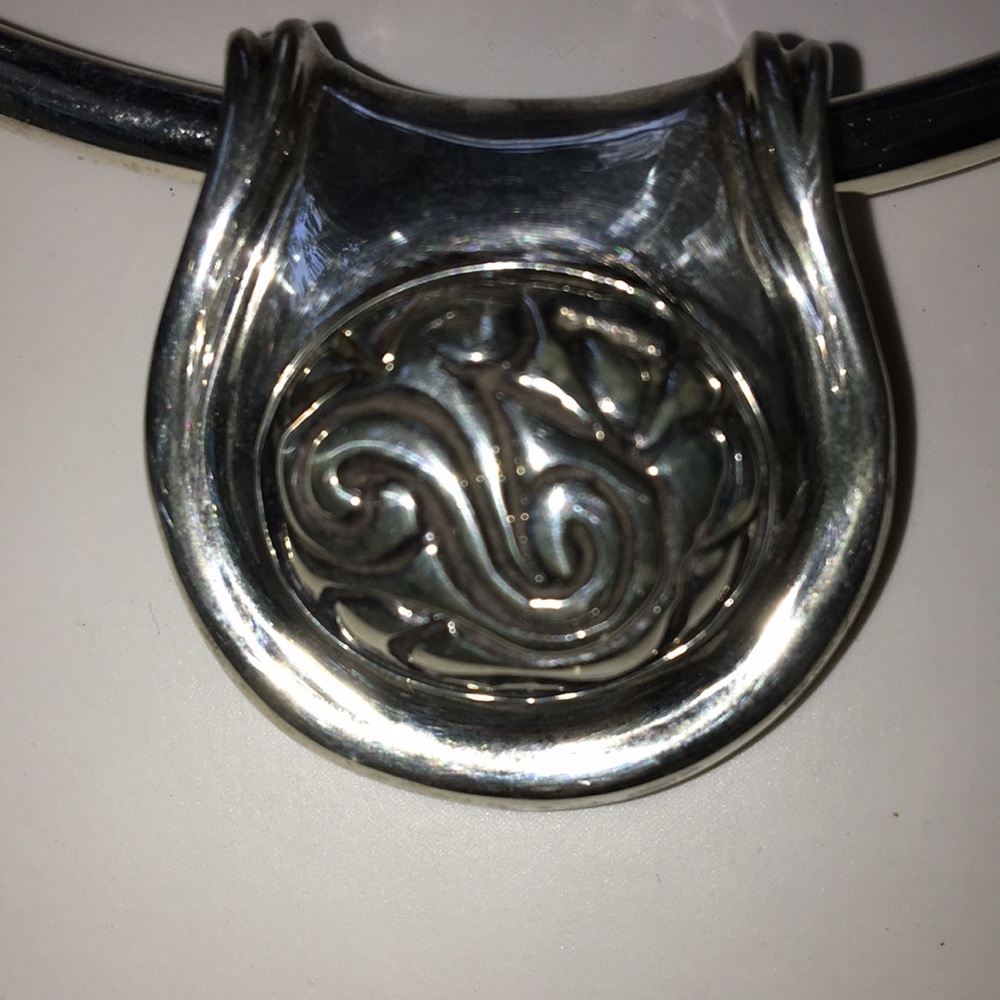 Vintage Zina Vtg 925 Sterling Silver Celtic knot design slide pendant w/necklace - Picture 2 of 7